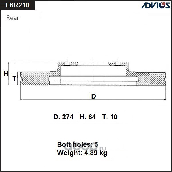 f6r210b Диск тормозной SUBARU FORESTER 12- задн — фото 255x150
