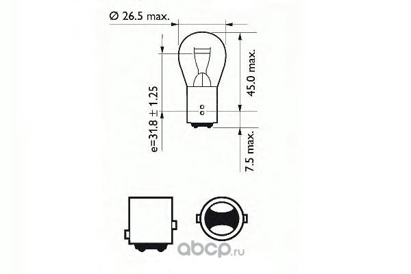 202068 Лампа накаливания P21/5W Long Life 12V 21/5W BAY15d (цена за упаковку 10 шт) — фото 255x150
