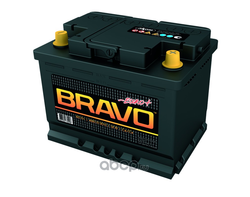 4607034730215 Аккумулятор 6СТ- 60 Bravo о.п. (пусковой ток 480А) L2 (AKOM) — фото 255x150