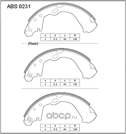 abs0231 Колодки тормозные барабанные задние для а/м NISSAN SERENA 2000 PC24, PNC24 06.99 - 12.01  — фото 255x150