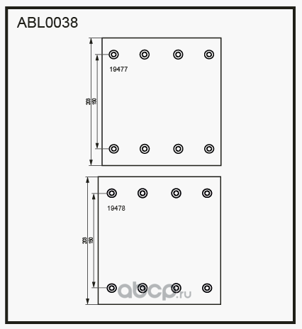 abl0038 Накладка тормозной колодки SAF (420x203) стандарт 64 отв. 8x15/93251 (8шт.) ALLIED NIPPON — фото 255x150