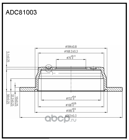 adc81003 Диск тормозной задний (262x10) | зад — фото 255x150
