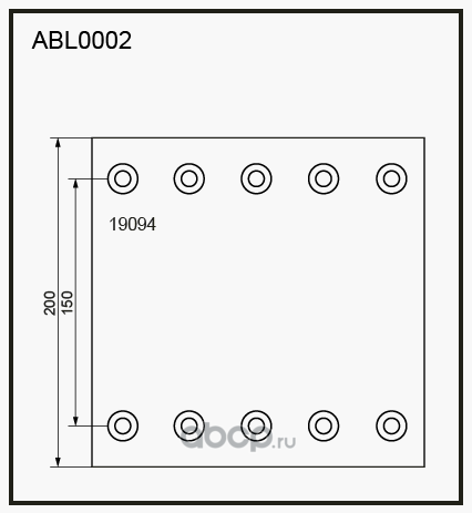 abl0002 Накладки тормозные 19094 (420х200мм) STD BPW к-т на ось (заклепки ASR101) — фото 255x150