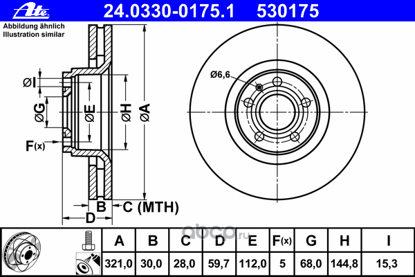 24033001751 Диск тормозной передний с покрытием PowerDisc AUDI A6/S6/A8/S8 (2004-2011) ATE 24.0330-0175.1 — фото 255x150