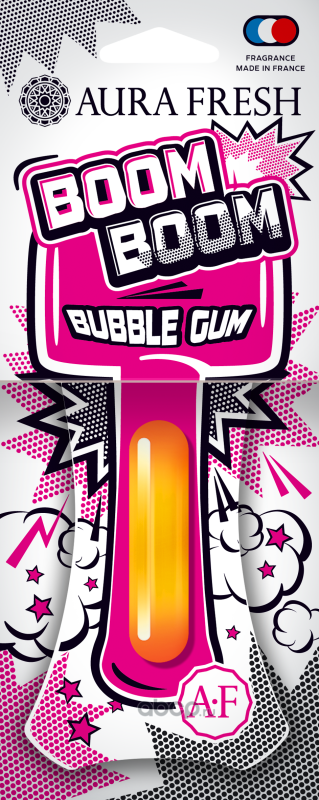 23300 Ароматизатор воздуха подвесной AURA FRESH BOOM BOOM Bubble Gum, кор.-30 шт. — фото 255x150