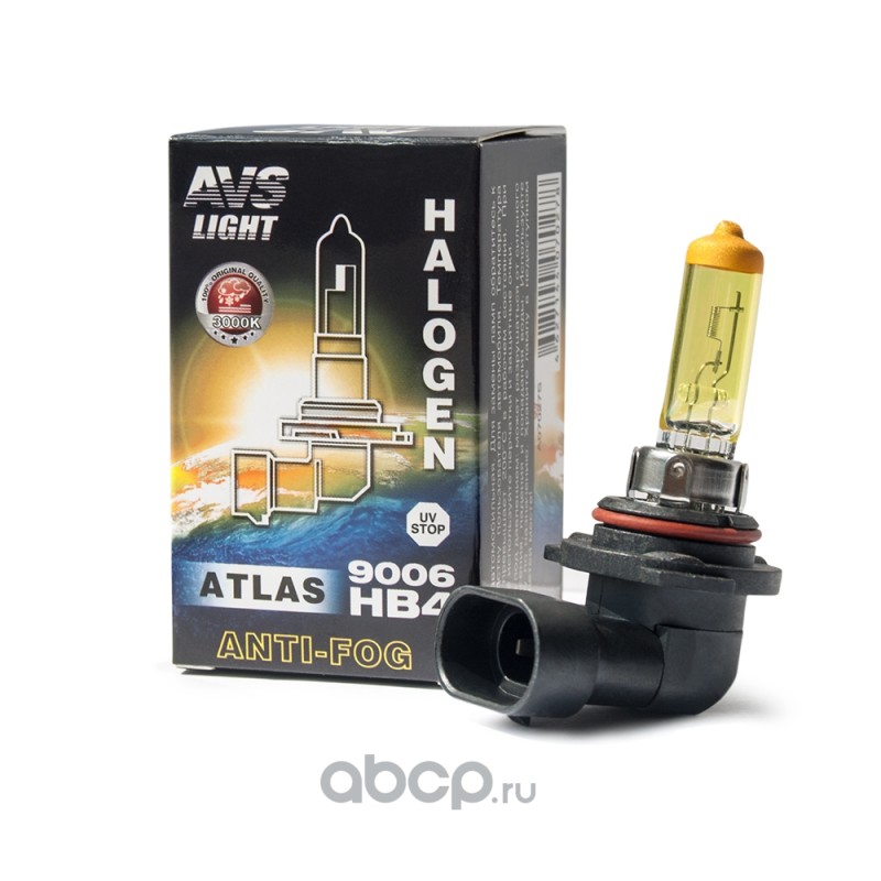 a07027s Лампа галогенная HB4 /9006 12V 55W ANTI-FOG BOX желтый AVS ATLAS — фото 255x150