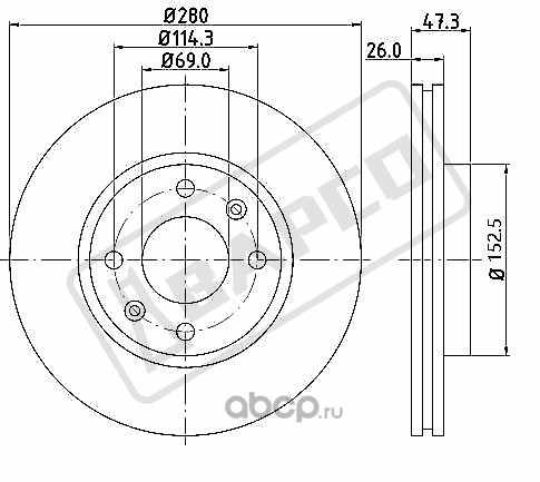 bd0117 Тормозной диск вентилируемый BAPCO BD0117 — фото 255x150