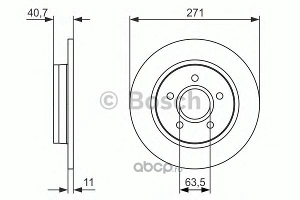 0986479763 Диск тормозной FORD Focus (11-) задний (1шт.) BOSCH — фото 255x150