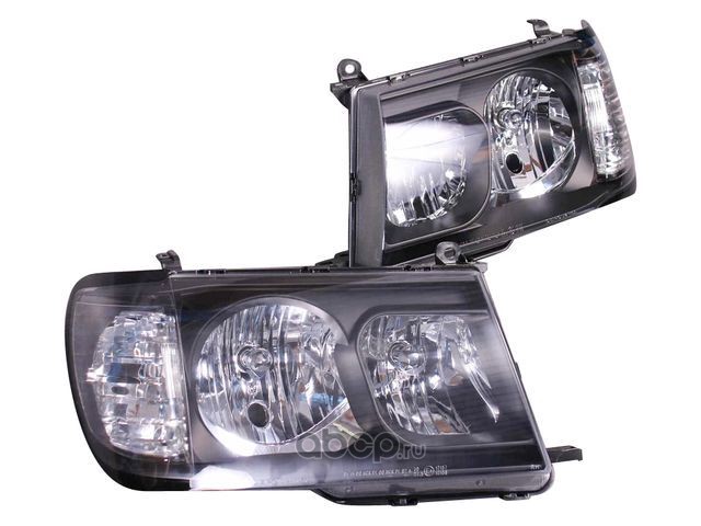 d121103plde2 Фара TOYOTA LAND CRUISER 100 98-05 цельная хрусталь черный LH+RH комплект (Евросвет) — фото 255x150