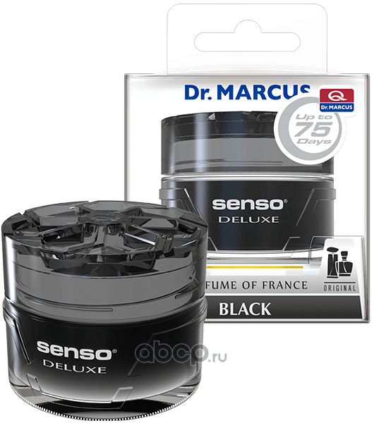 268 Ароматизатор DR. Marcus Senso-DELUXE гелевый "Черный" 50 мл (на панель) — фото 255x150
