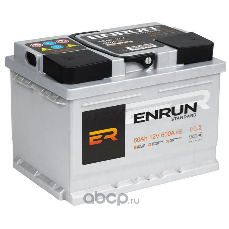 es601 Аккумулятор ENRUN Standart 60 А/ч прямая L2 242х175х190 EN600 А — фото 255x150