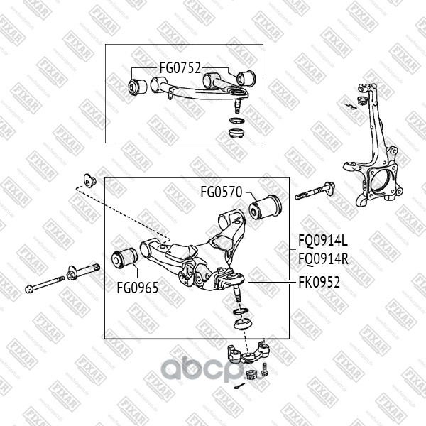 fg0965 Сайлентблок переднего нижнего рычага TOYOTA Land Cruiser 200/Sequoia/Tundra 07->LEXUS L FIXAR FG0965 — фото 255x150