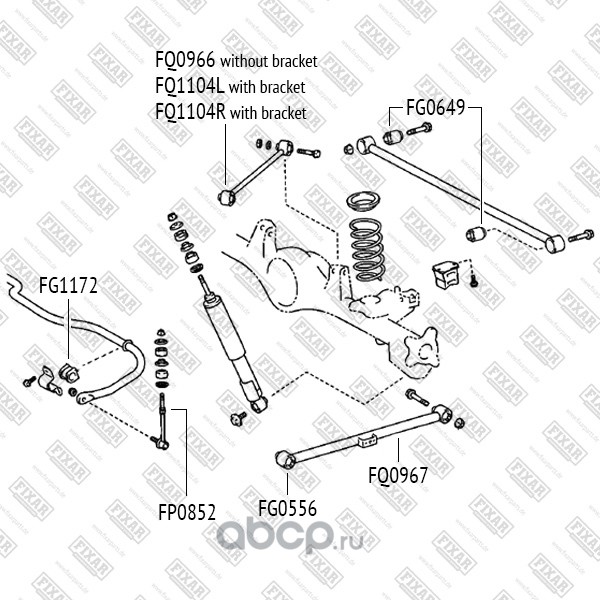 fg0649 Сайлентблок заднего поперечного рычага TOYOTA 4Runner/Land Cruiser Prado 120/Land Cruiser FIXAR FG0649 — фото 255x150