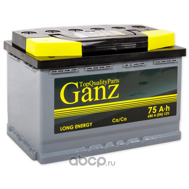 ga751 Аккумулятор GANZ 75 А/ч прямая L+ 278x175x190 EN680 А — фото 255x150