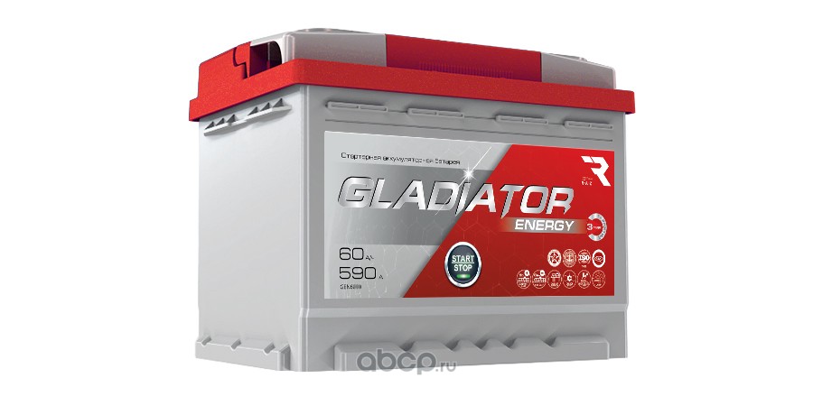 gen6010 Аккумулятор GLADIATOR Energy 60 Ah, 590 A, 242x175x190 прям. LCV — фото 255x150