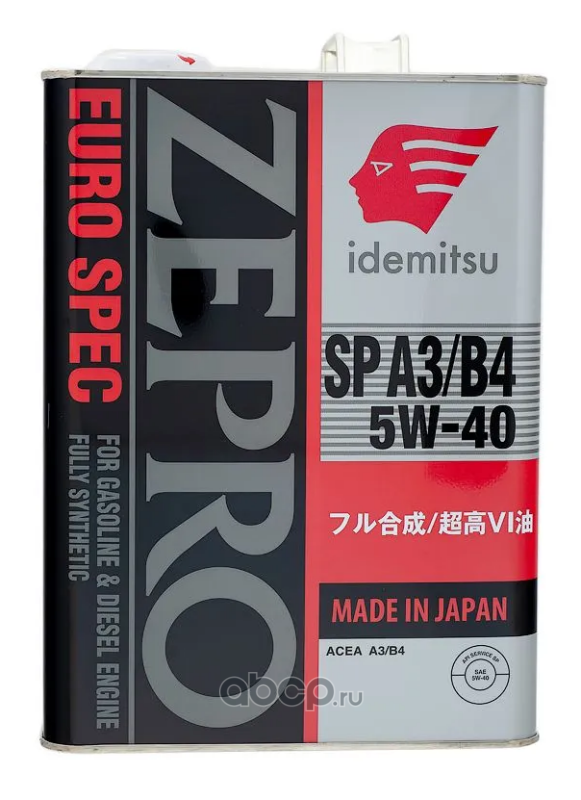 30006041004 Моторное масло IDEMITSU ZEPRO EURO SPEC 5W-40 SP A3/B4 4л (1849-004) 30006041-004 — фото 255x150