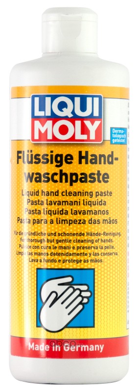 8053 Жидкая паста для очистки рук 0, 5л. Flussige Hand-Wasch-Paste Для очистки рук от самых разнообразных загрязнений, таких как масло, жиры, грунт, пыль тормозных колодок, характерные загрязнения от электромонтажных работ. Рекомендуется для использования в ав — фото 255x150