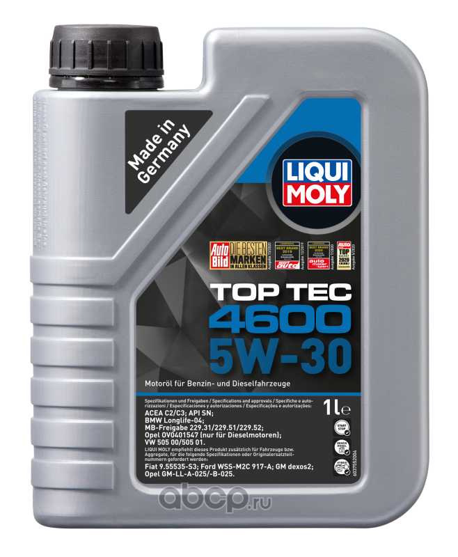 8032 Масло моторное LIQUI MOLY Top Tec 4600 5W-30 синтетическое 1 л 8032 — фото 255x150