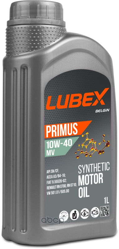 l03413221201 Масло LUBEX Primus MV 10W-40 CF/SN A3/B4 (1л) — фото 255x150