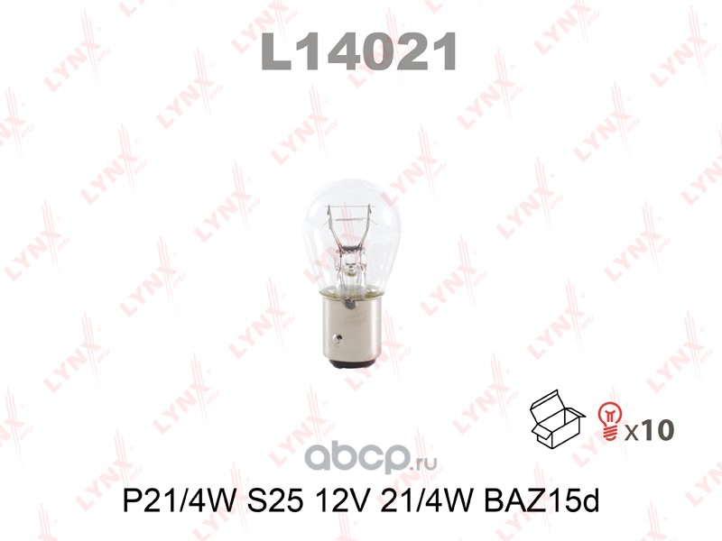 l14021 Лампа 12V P21/4W 21/4W LYNXauto 1 шт. картон L14021 — фото 255x150