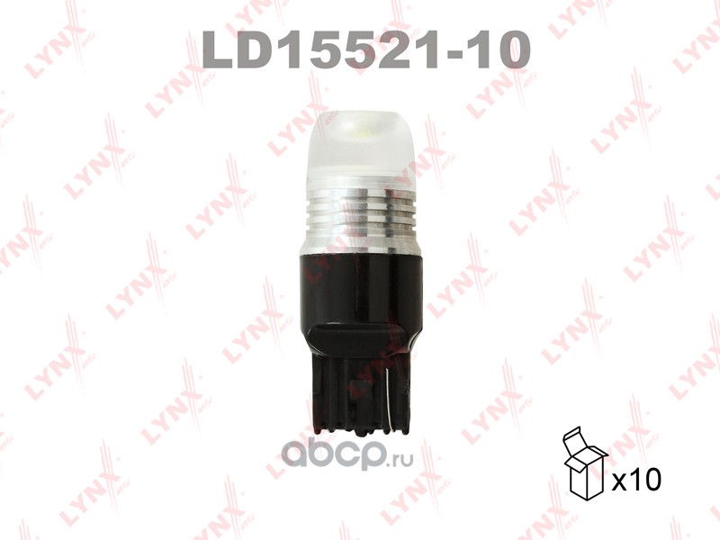 ld1552110 Лампа светодиодная 12V W21W 21W W3x16d 7000K LYNXauto LED 1 шт. картон T20 LD15521-10 — фото 255x150