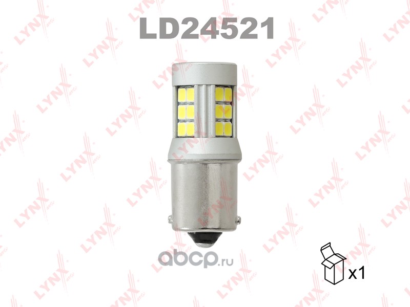 ld24521 Лампа светодиодная 24V P21W 21W BA15s 6200K LYNXauto LED 1 шт. картон S25 LD24521 — фото 255x150