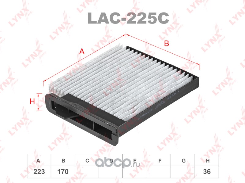 lac225c Фильтр салонный угольный LYNXauto LAC-225C — фото 255x150