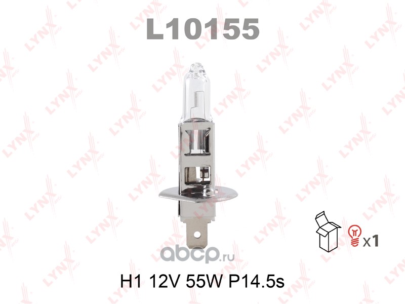 l10155 Лампа 12V H1 55W LYNXauto 1 шт. картон L10155 — фото 255x150
