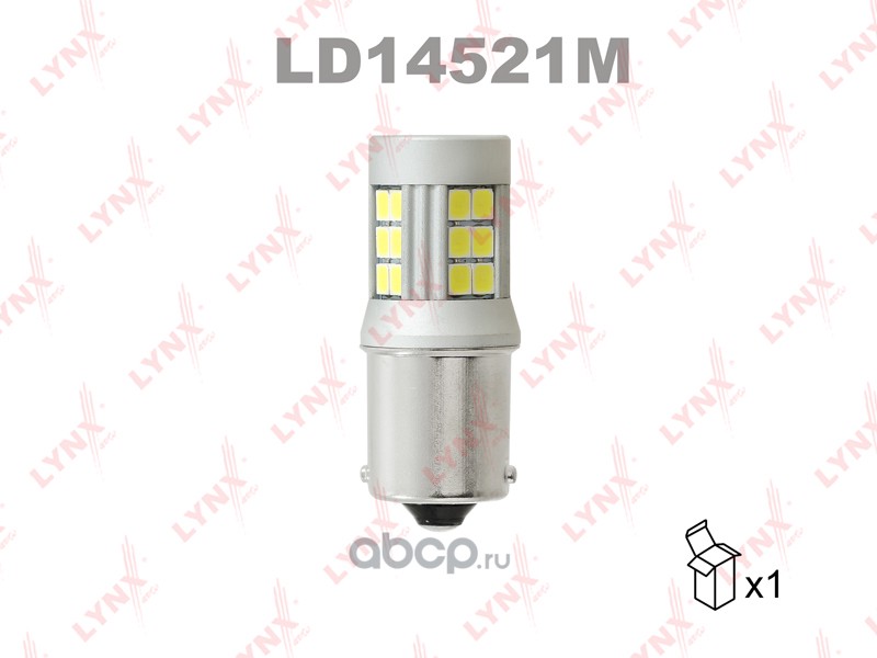 ld14521m Лампа светодиодная 12V P21W 21W BA15s 6200K LYNXauto LED 1 шт. картон S25 LD14521M — фото 255x150