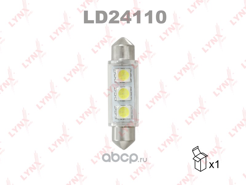 ld24110 Лампа светодиодная 24V C5W 5W SV8, 5 7300K LYNXauto LED 1 шт. картон T11X41mm LD24110 — фото 255x150