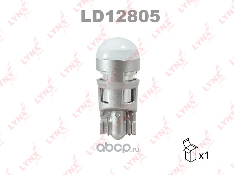 ld12805 Лампа светодиодная 12V W5W W W2, 1x9, 5d 6500K LYNXauto LD12805 — фото 255x150