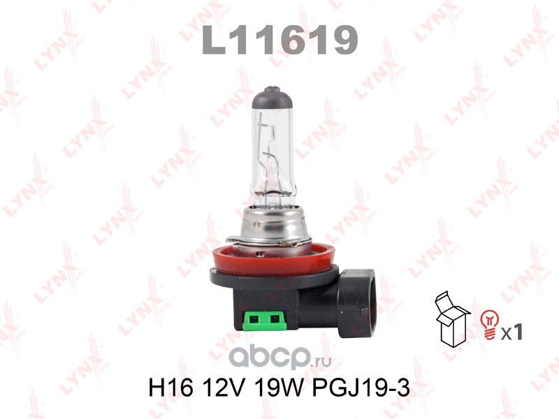 l11619 Лампа 12V H16 19W PGJ19-3 LYNXauto 1 шт. картон L11619 — фото 255x150
