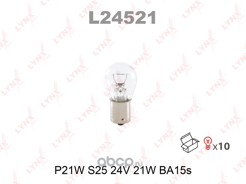 l24521 Лампа 24V P21W 21W LYNXauto 1 шт. картон L24521 — фото 255x150