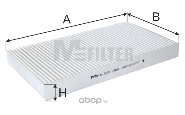 k981 Фильтр салонный A=288 B=160 H=30 Iveco Daily 2, Alfa 156 97>,Fiat Bravo/Brava/Marea1.4-2.4TD 95> CU 2951 — фото 255x150