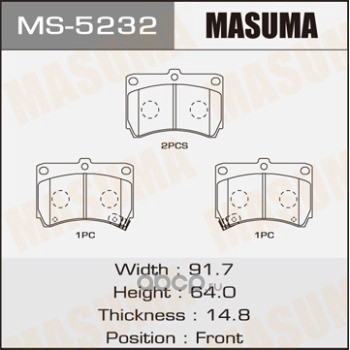 ms5232 Тормозные колодки дисковые MAZDA DEMIO/EUNOS 100/FAMILIA 96 — фото 255x150