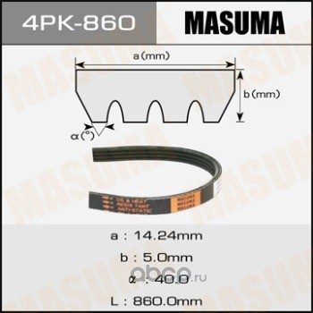 4pk860 Ремень поликлиновый 4PK 860 MASUMA 4PK-860 — фото 255x150