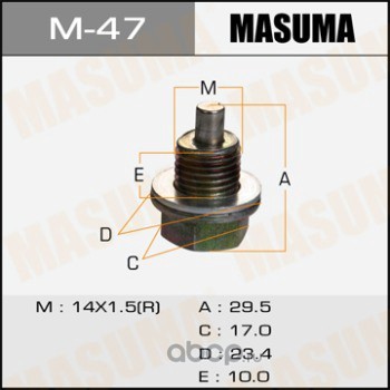 m47 Болт маслосливной С МАГНИТОМ (с шайбой) Isuzu 14х1.5mm MASUMA M-47 — фото 255x150