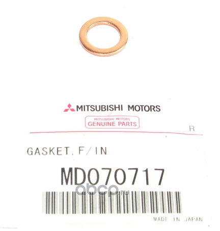 md070717 Уплотнительное кольцо топливной форсунки MITSUBISHI L200/Delica/Pajero II/PS I mot.2, 5TD MITSUBISHI MD070717 — фото 255x150