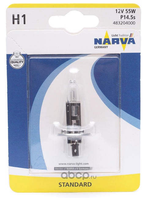 483204000 Лампа 12V H1 55W P14.5s блистер (1шт.) Standard NARVA — фото 255x150
