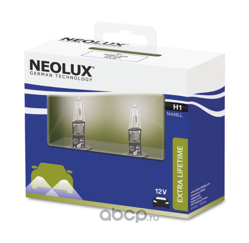 n448ll2scb Лампа 12V H1 55W P14.5s 3200K 1550лм бокс (2шт.) Extra Lifetime NEOLUX — фото 255x150