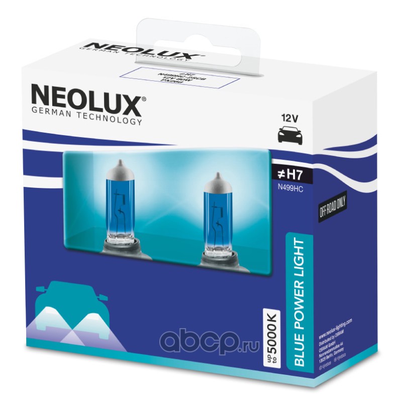 n499hc2scb Лампа 12V H7 80W PX26d 5000K 1500лм бокс (2шт.) Blue Power Light NEOLUX — фото 255x150