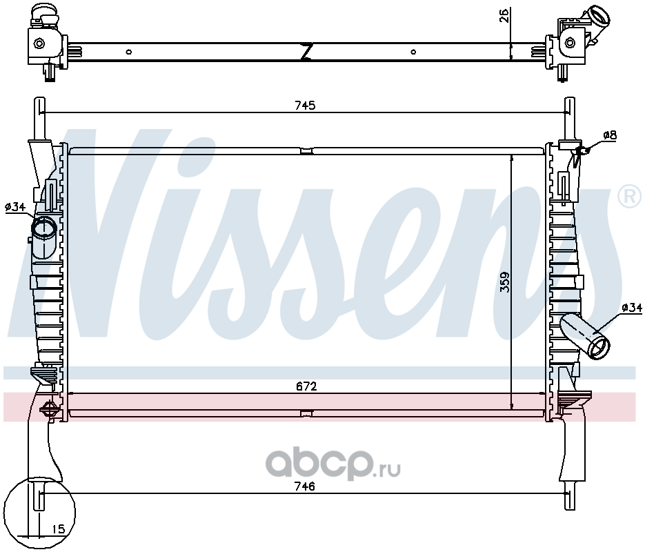 69225 Радиатор двигателя FORD TRANSIT (TT9) (06-) 2.3 GAS — фото 255x150