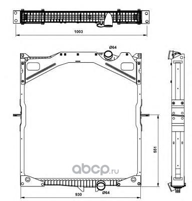 509702 Радиатор охлаждения (900х870х56) с рамкой VOLVO FH 93- — фото 255x150