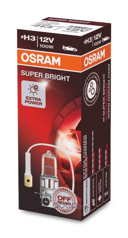 64153sb Лампа Osram OFF-ROAD Super Bright  "H3" (100W 12V PKY22s) 1шт — фото 255x150