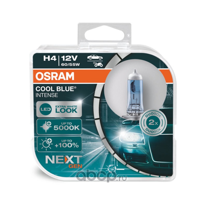 64193cbnhcb Лампа 12V H4 60/55W P43t 5000K OSRAM COOL BLUE INTENSE 2 шт. DUOBOX 64193CBN-HCB — фото 255x150