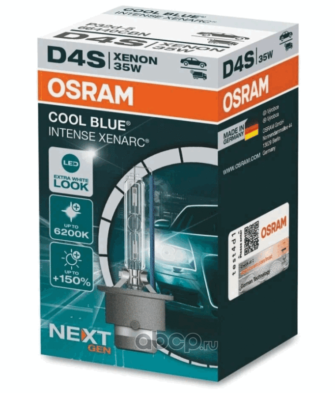 66440cbn Лампа ксеноновая D4S 6200K OSRAM XENARC COOL BLUE INTENSE 1 шт. 66440CBN — фото 255x150