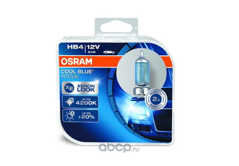 9006cbihcb Лампа 12 В HB4 51 Bт галогенная +100 Cool Blue 2 шт. Osram — фото 255x150