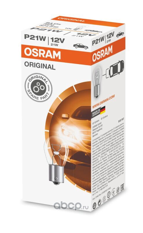 7506 Лампа P21W 12V/21W (BA15S) (BA15S); Osram — фото 255x150