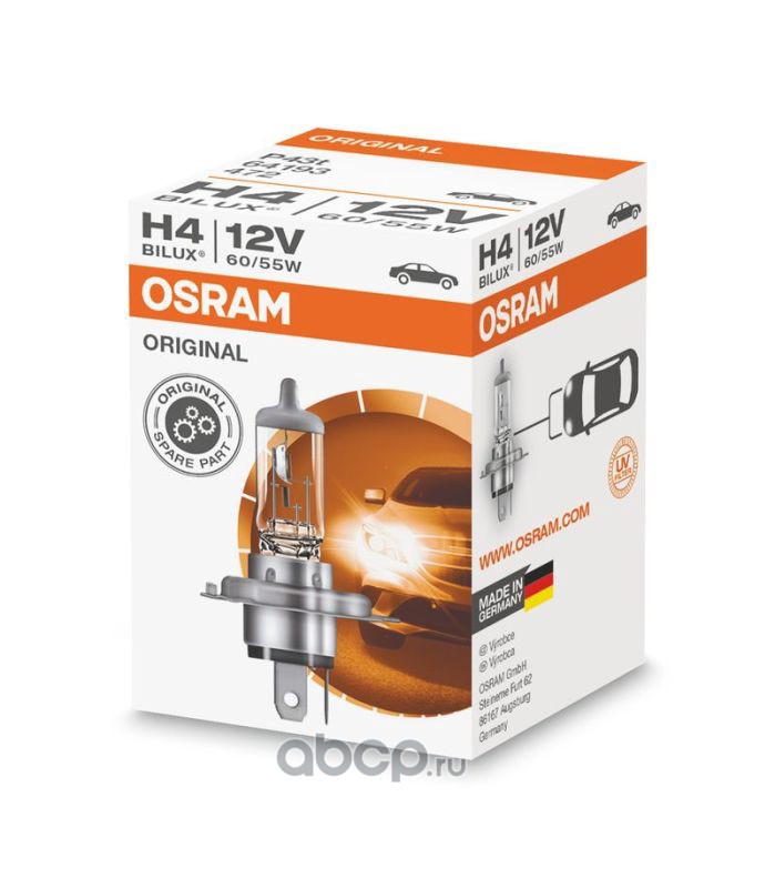 64193 Лампа галоген H4 12/60/55W P43t "OSRAM" — фото 255x150