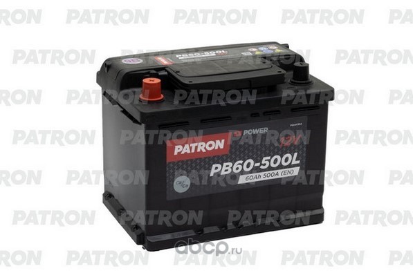 pb60500l Аккумулятор PATRON PLUS 12V 60AH 500A 242x175x190mm — фото 255x150
